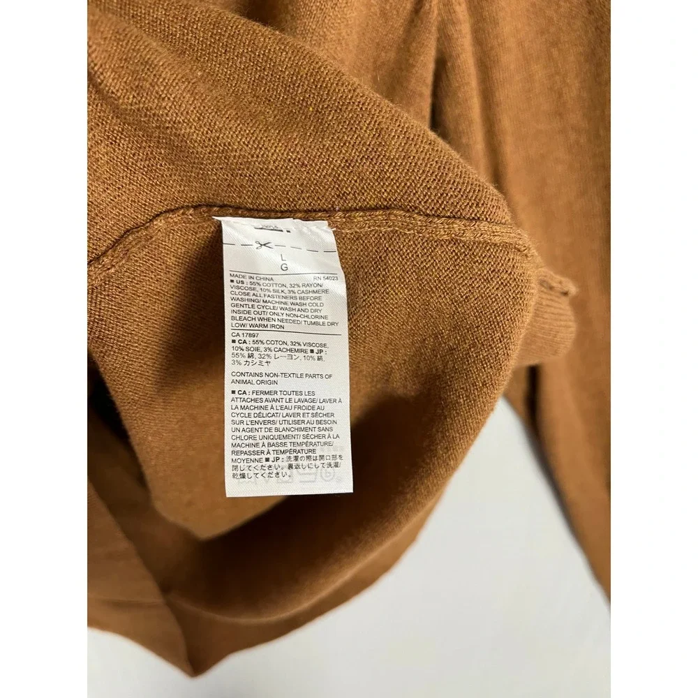 Banana Republic Quarter Zip Sweater Men L Brown Premium Luxe‎ Yarn Silk Cashmere